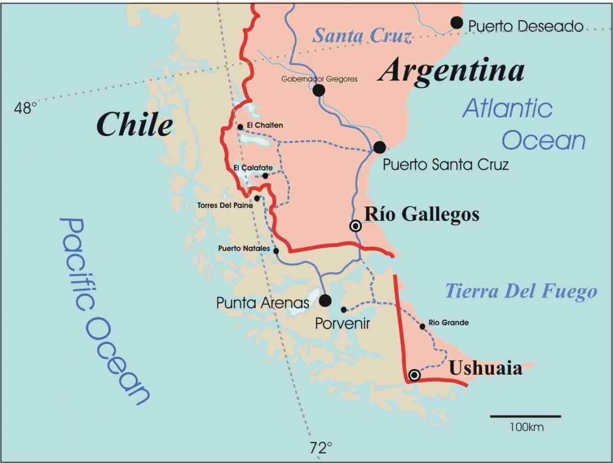 Mapa patagonia Čile