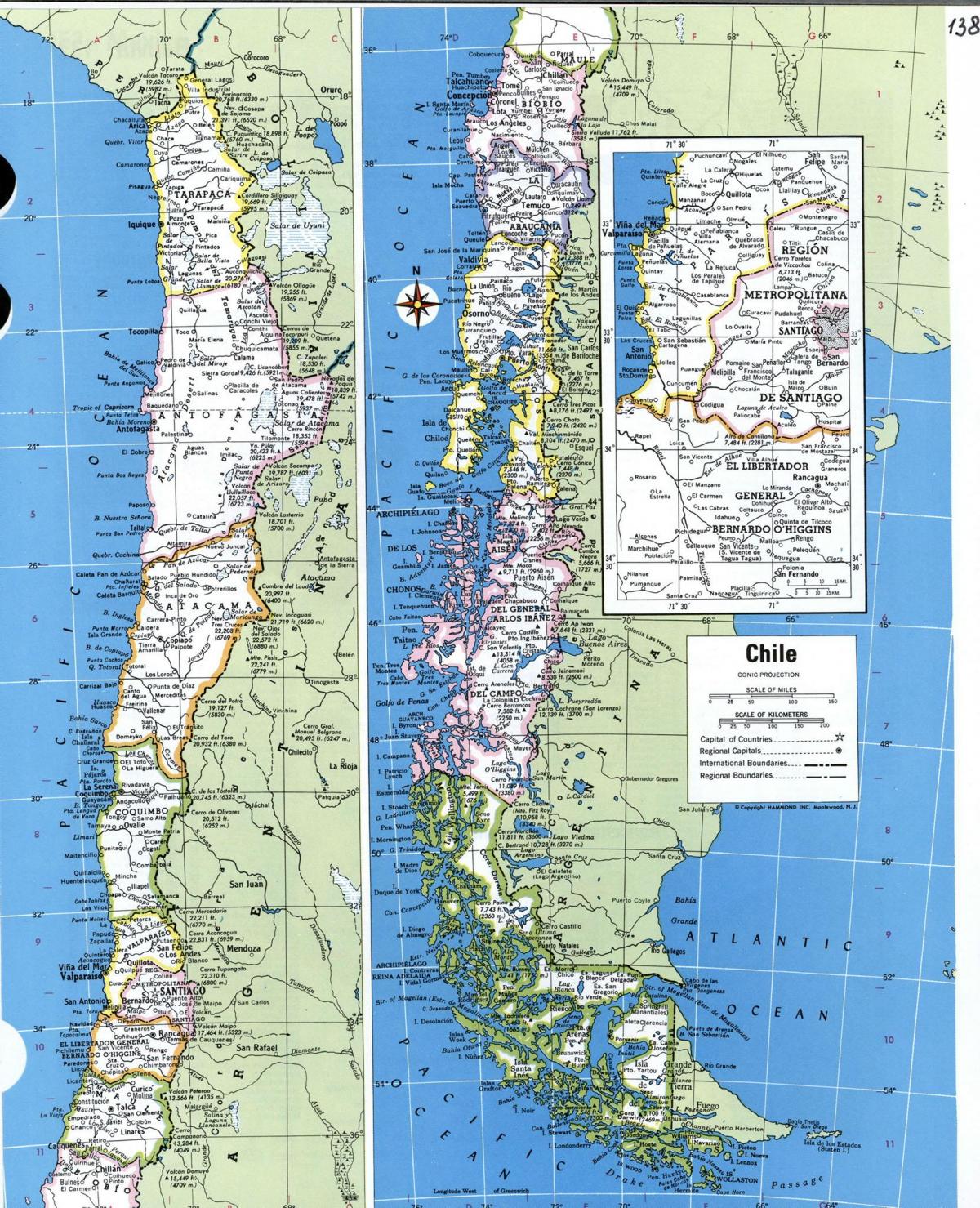 Mapa podrobné Čile