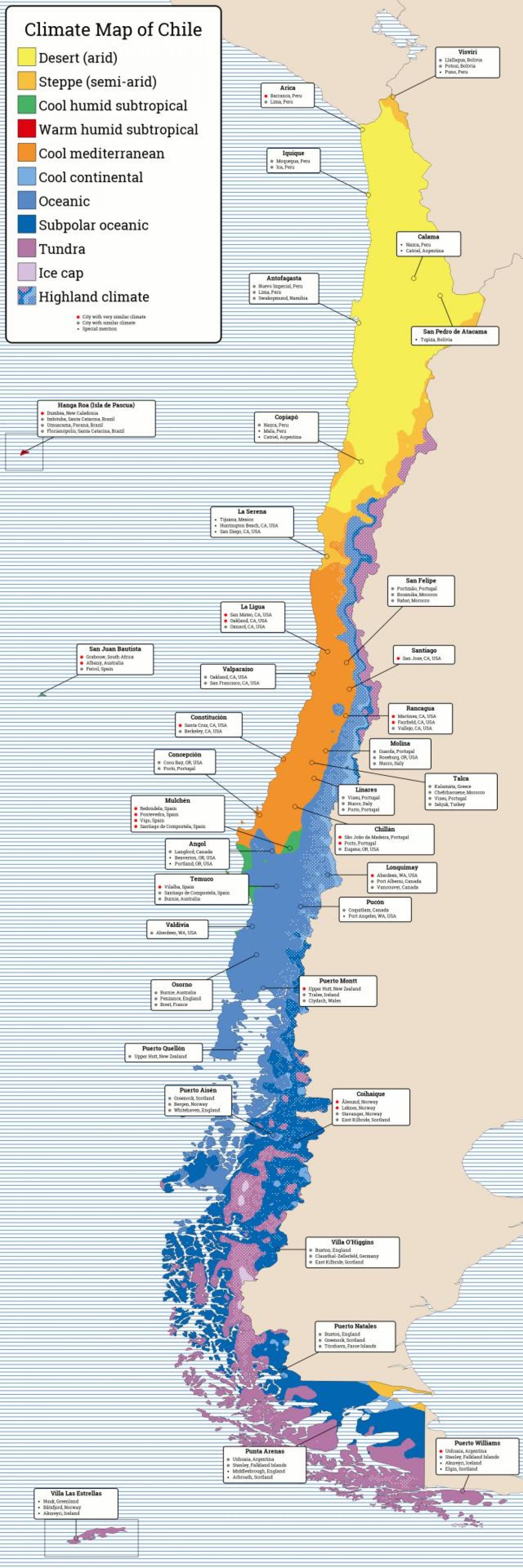 Mapa Čile klímy