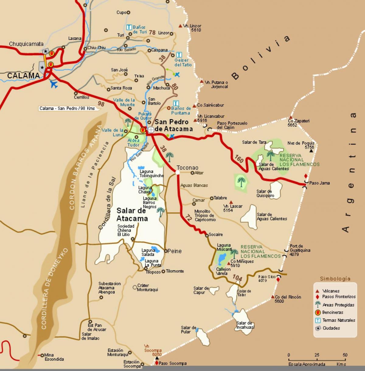 atacama v Čile mapu