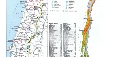 Mapa Čile prírodných zdrojov 