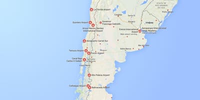 Mapa letísk v Čile