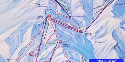 Mapa Čile lyžiarske strediská