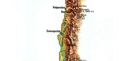 Mapa Čile topografické